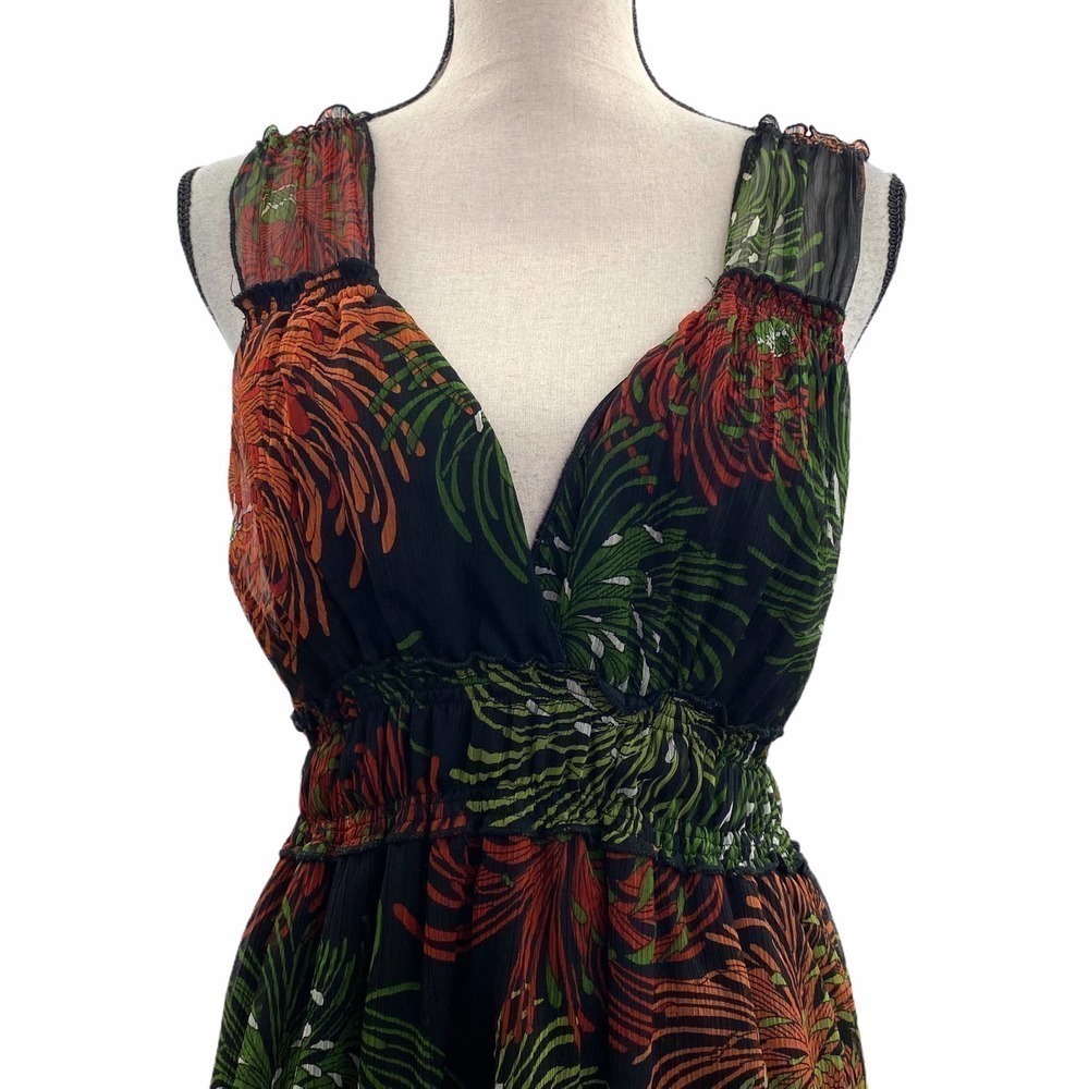 FIRE Los Angeles Sleeveless Plunge Printed Dress L - Picture 3 of 12